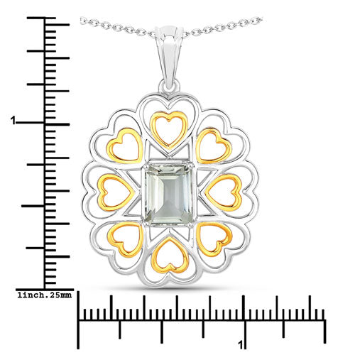 Pendentif en argent sterling avec améthyste verte véritable de 2,10 carats