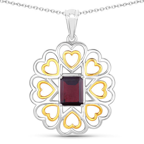 Pendentif en argent sterling .925 avec grenat véritable de 2,55 carats