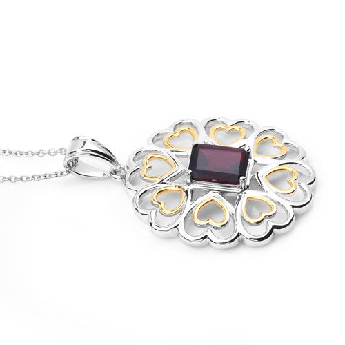 Pendentif en argent sterling .925 avec grenat véritable de 2,55 carats