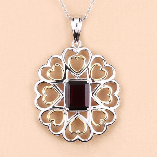 Pendentif en argent sterling .925 avec grenat véritable de 2,55 carats