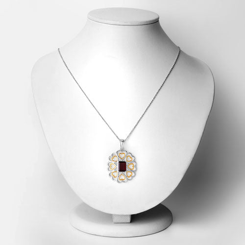 Pendentif en argent sterling .925 avec grenat véritable de 2,55 carats