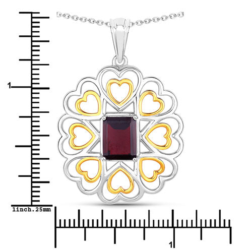 Pendentif en argent sterling .925 avec grenat véritable de 2,55 carats