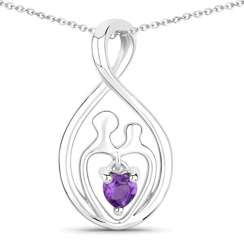 0.15 Carat Genuine Amethyst Sterling Silver Pendant