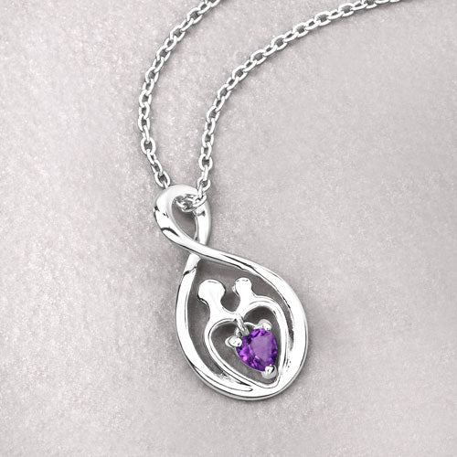 0.15 Carat Genuine Amethyst Sterling Silver Pendant