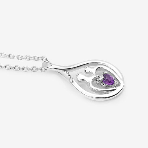 0.15 Carat Genuine Amethyst Sterling Silver Pendant