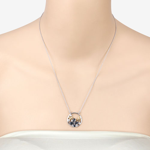 Pendentif en argent sterling avec saphir bleu de 1,41 carat et topaze blanche