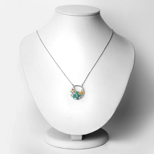 1.35 Carat Genuine Emerald & White Topaz Sterling Silver Pendant
