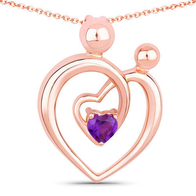 0.25 Carat Genuine Amethyst Sterling Silver Pendant