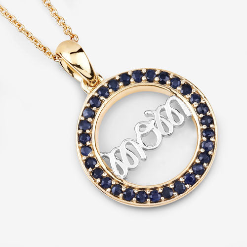 Pendentif en saphir bleu véritable de 0,64 carat en argent sterling