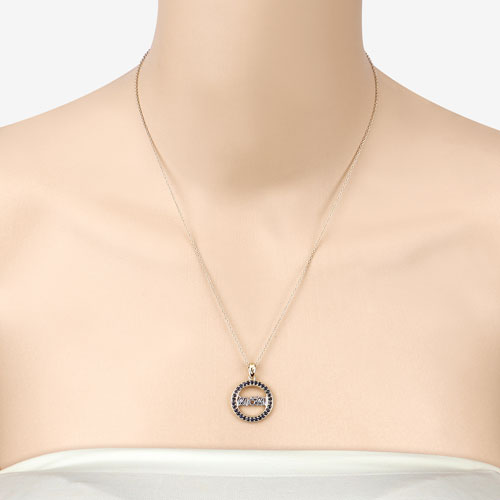 Pendentif en saphir bleu véritable de 0,64 carat en argent sterling