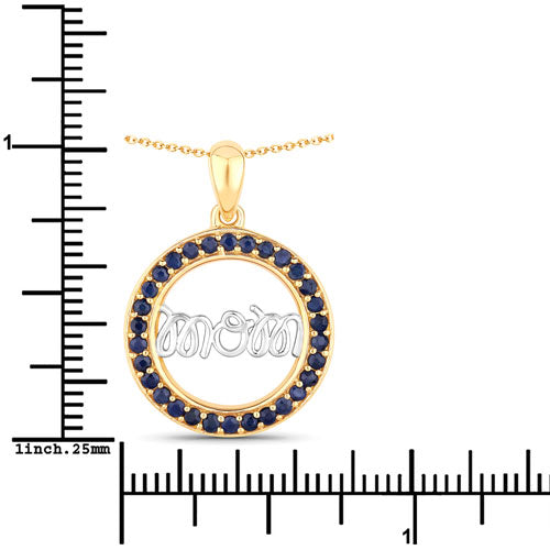 Pendentif en saphir bleu véritable de 0,64 carat en argent sterling