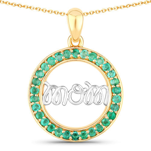 Pendentif en émeraude véritable de 0,54 carat en argent sterling .925