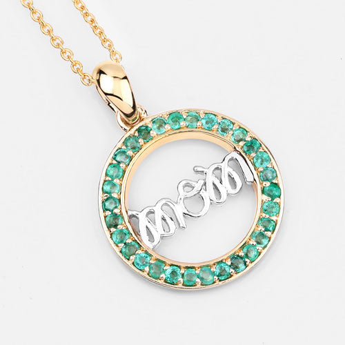 Pendentif en émeraude véritable de 0,54 carat en argent sterling .925