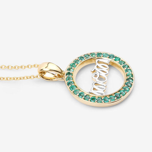 Pendentif en émeraude véritable de 0,54 carat en argent sterling .925