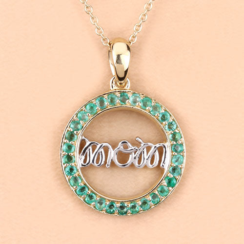 Pendentif en émeraude véritable de 0,54 carat en argent sterling .925