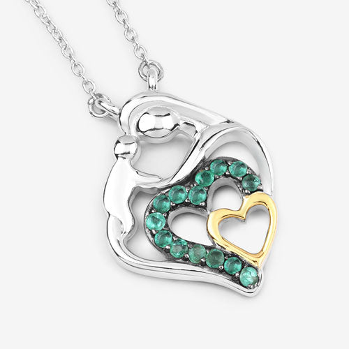 Pendentif en argent sterling .925 avec émeraude véritable de 0,24 carat