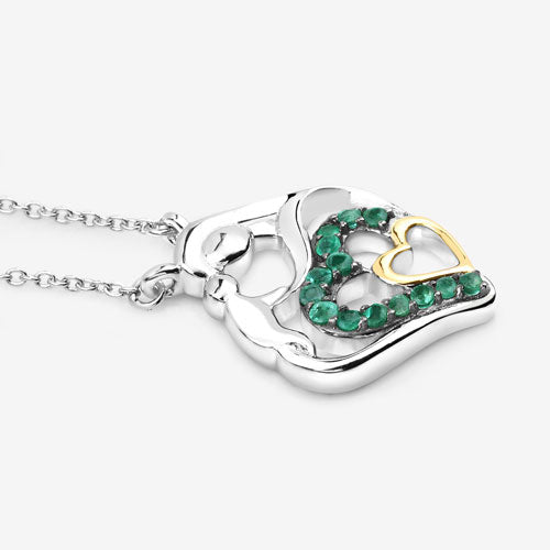 Pendentif en argent sterling .925 avec émeraude véritable de 0,24 carat