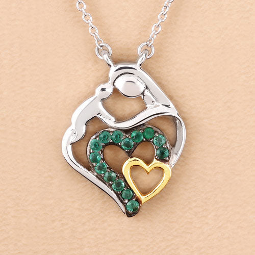 Pendentif en argent sterling .925 avec émeraude véritable de 0,24 carat