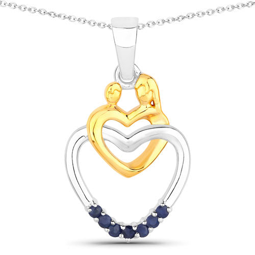 Pendentif en argent sterling avec saphir bleu véritable de 0,14 carat