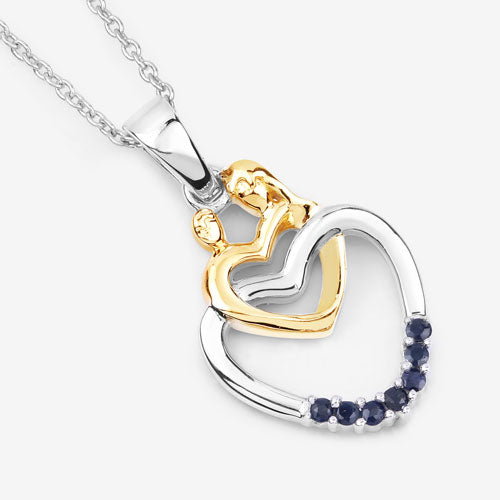 Pendentif en argent sterling avec saphir bleu véritable de 0,14 carat