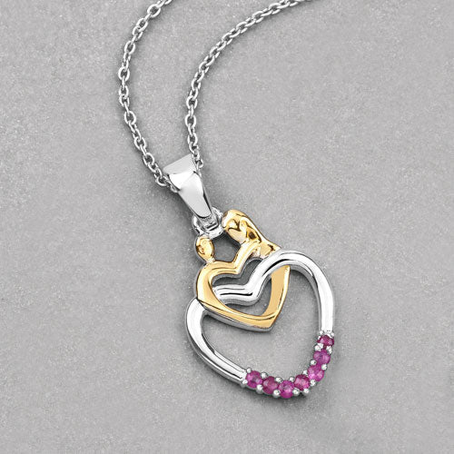 Colgante de Rubí Genuino de 0.14 Quilates en Plata Esterlina .925