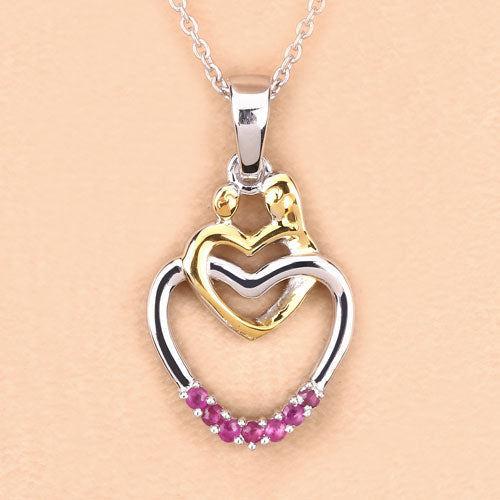Colgante de Rubí Genuino de 0.14 Quilates en Plata Esterlina .925