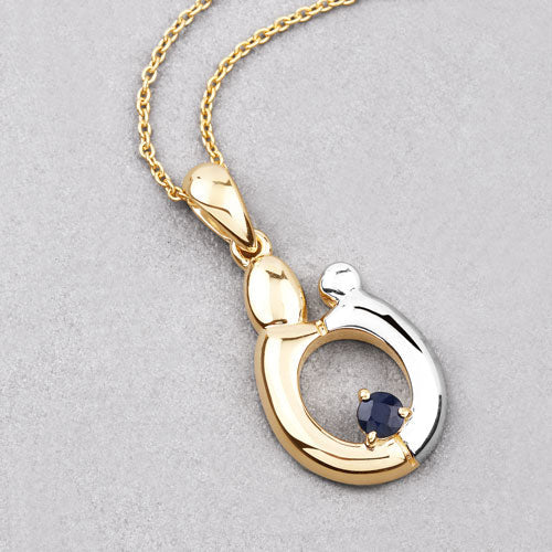Pendentif en saphir bleu véritable de 0,19 carat en argent sterling