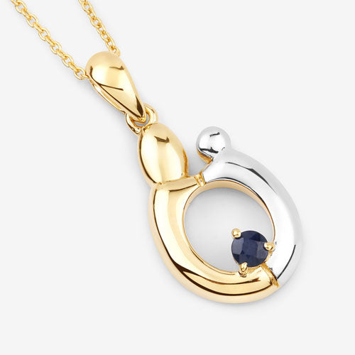 Pendentif en saphir bleu véritable de 0,19 carat en argent sterling