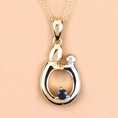 Pendentif en saphir bleu véritable de 0,19 carat en argent sterling