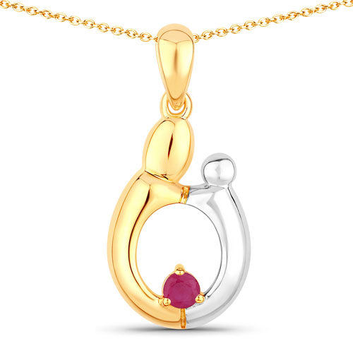 Colgante de Rubí Genuino de 0.20 Quilates en Plata Esterlina .925