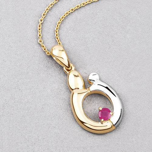 Colgante de Rubí Genuino de 0.20 Quilates en Plata Esterlina .925