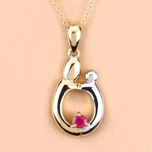 Colgante de Rubí Genuino de 0.20 Quilates en Plata Esterlina .925