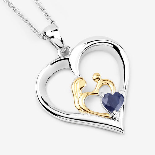 0.50 Carat Genuine Blue Sapphire Pendant in Sterling Silver