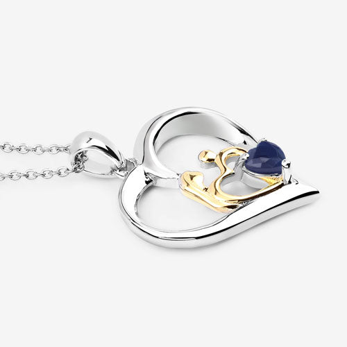 0.50 Carat Genuine Blue Sapphire Pendant in Sterling Silver