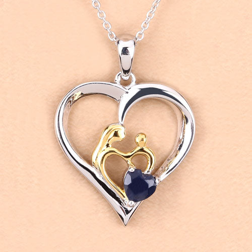 0.50 Carat Genuine Blue Sapphire Pendant in Sterling Silver