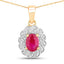Pendentif en or jaune 10K avec rubis véritable de 0,95 carat et diamants blancs