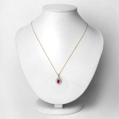 0.95 Carat Genuine Ruby and White Diamond 10K Yellow Gold Pendant