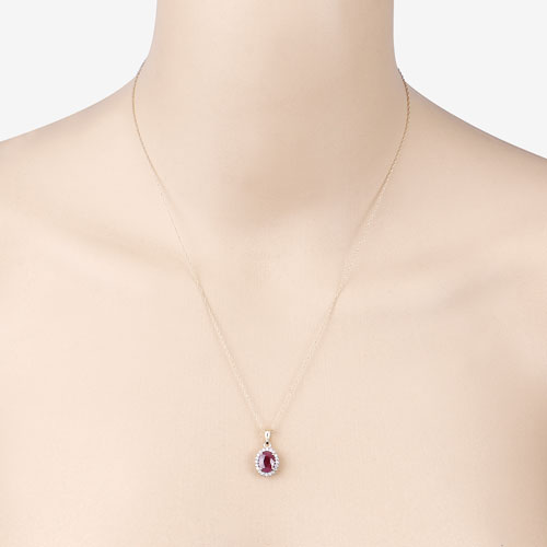 Colgante de Rubí y Diamante Blanco de 1.60 Quilates en Oro Amarillo de 10K