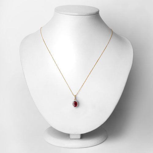 Colgante de Rubí y Diamante Blanco de 1.60 Quilates en Oro Amarillo de 10K