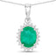 1.36 Carat Genuine Zambian Emerald & Diamond 10K White Gold Pendant