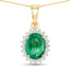 Pendentif en Émeraude Zambienne et Diamant de 1,36 Carat en Or 10K