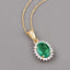 Pendentif en Émeraude Zambienne et Diamant de 1,36 Carat en Or 10K
