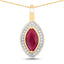 Pendentif en or jaune 10K avec rubis et diamants de 1,52 carat