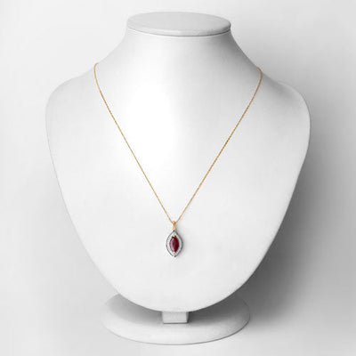 1.52 Carat Genuine Ruby and Diamond 10K Yellow Gold Pendant