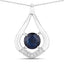 1.24 Carat Blue Sapphire and Diamond 10K White Gold Pendant