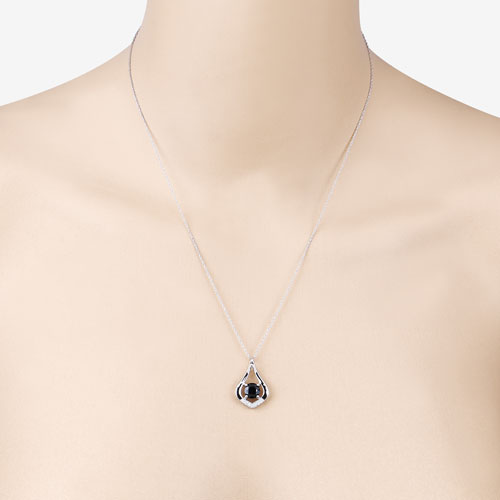 1.24 Carat Blue Sapphire and Diamond 10K White Gold Pendant