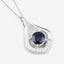 1.24 Carat Blue Sapphire and Diamond 10K White Gold Pendant