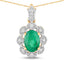 Pendentif en émeraude zambienne véritable de 0,79 carat et diamants blancs en or jaune 10K
