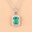 Colgante de Esmeralda Zambiana y Diamante de 0.83 Quilates en Oro Blanco de 10K