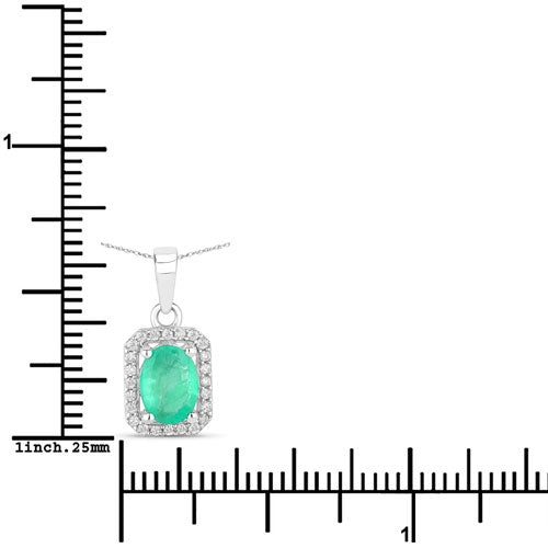 Colgante de Esmeralda Zambiana y Diamante de 0.83 Quilates en Oro Blanco de 10K